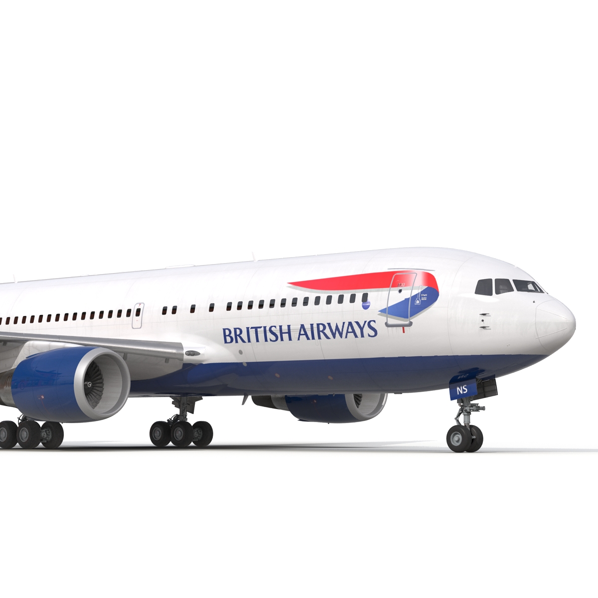 Boeing 767 200ER British Airways Rigged 3D model