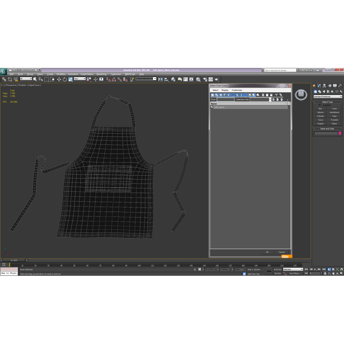 3D Cafe Apron 2 Black model