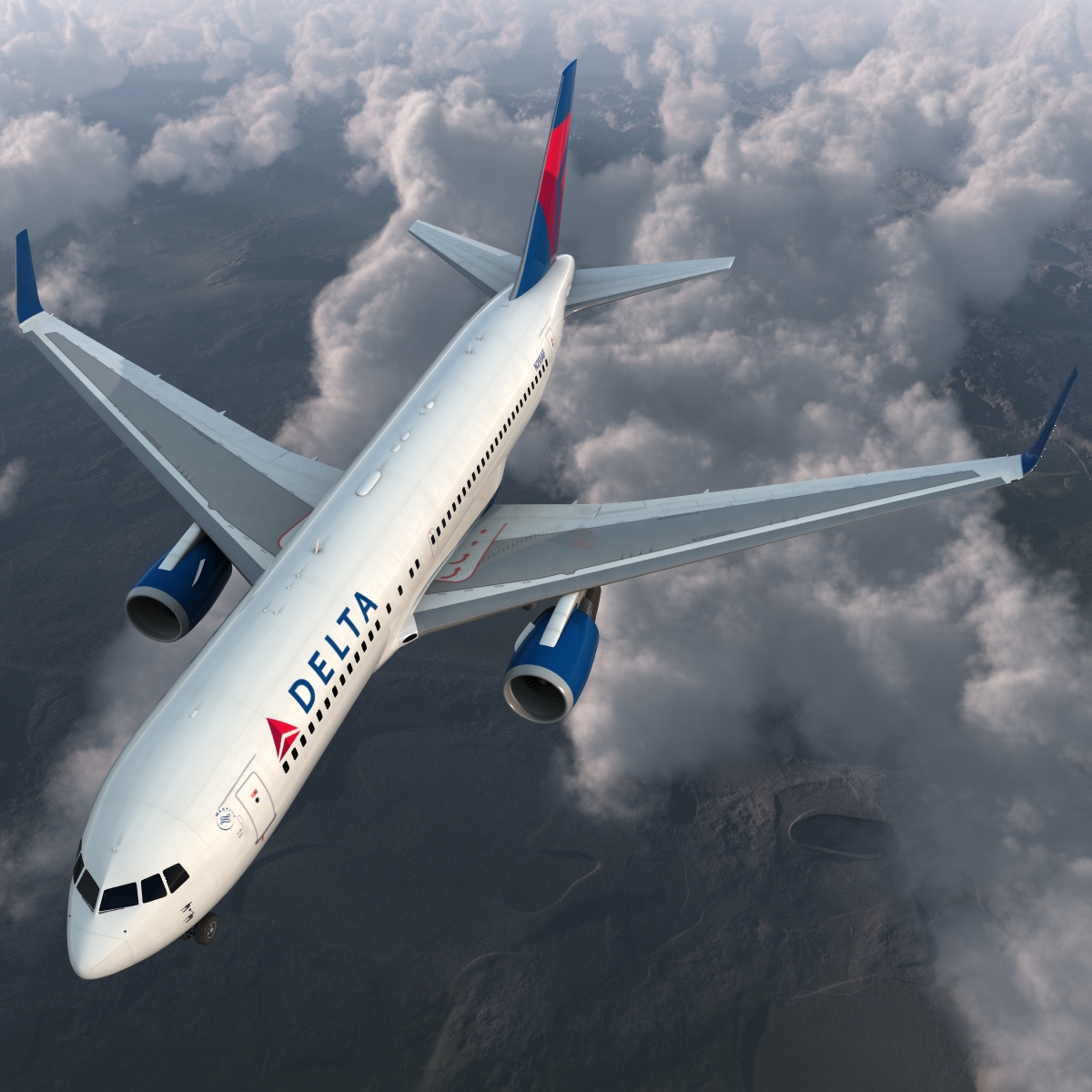 Boeing 767 200ER Delta Air Lines Rigged 3D model