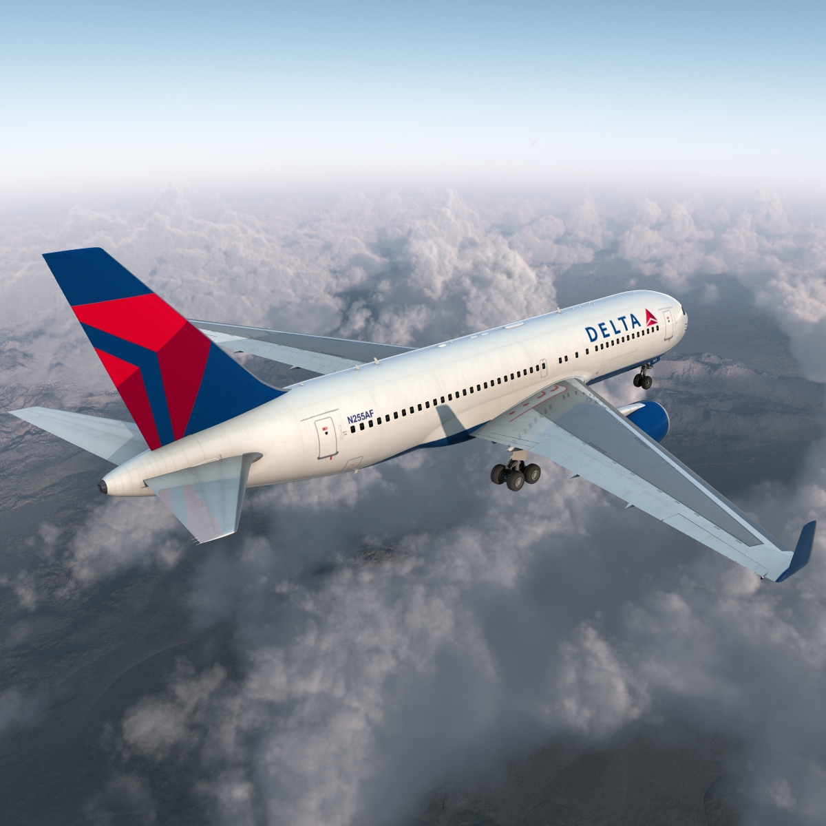 Boeing 767 200ER Delta Air Lines Rigged 3D model