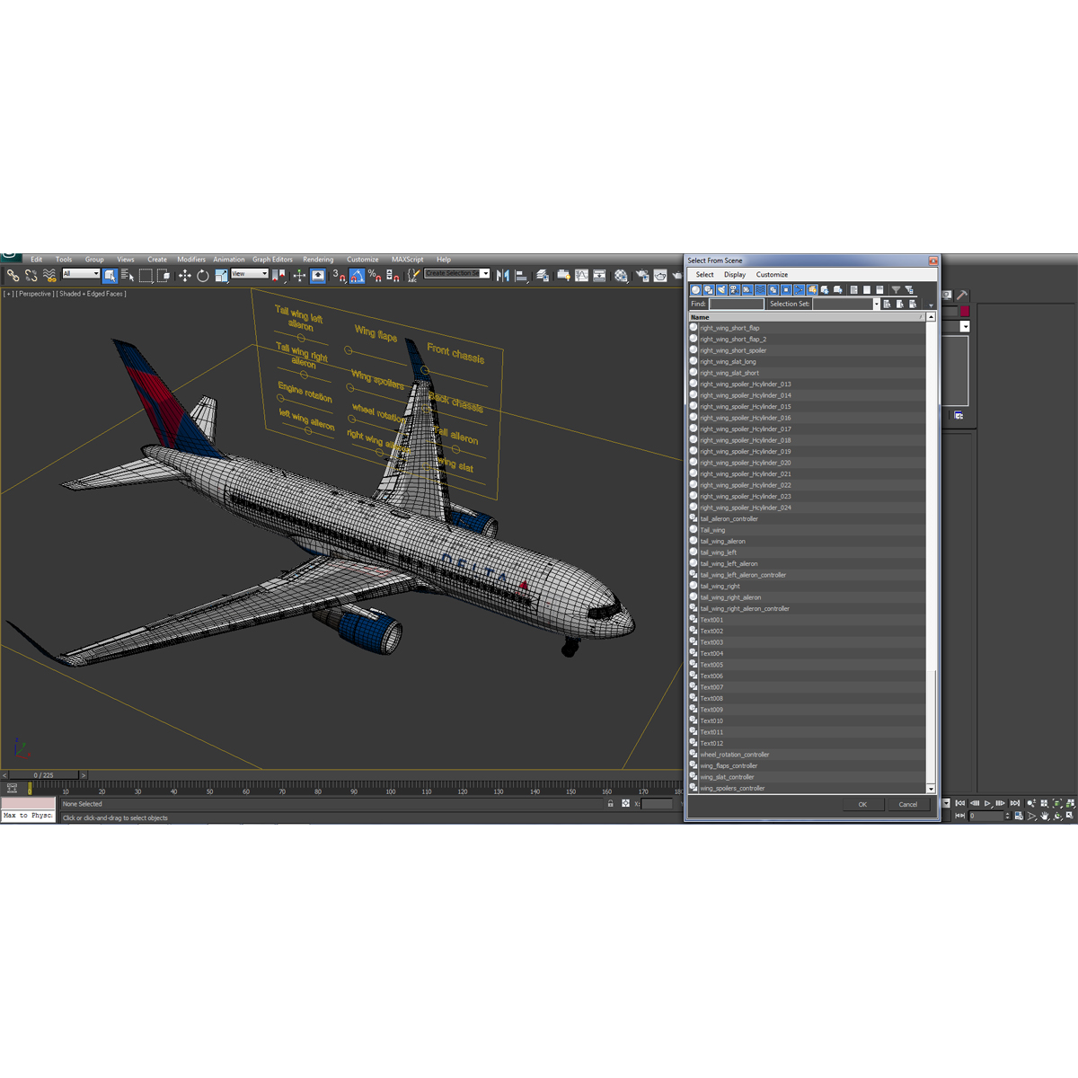 Boeing 767 200ER Delta Air Lines Rigged 3D model