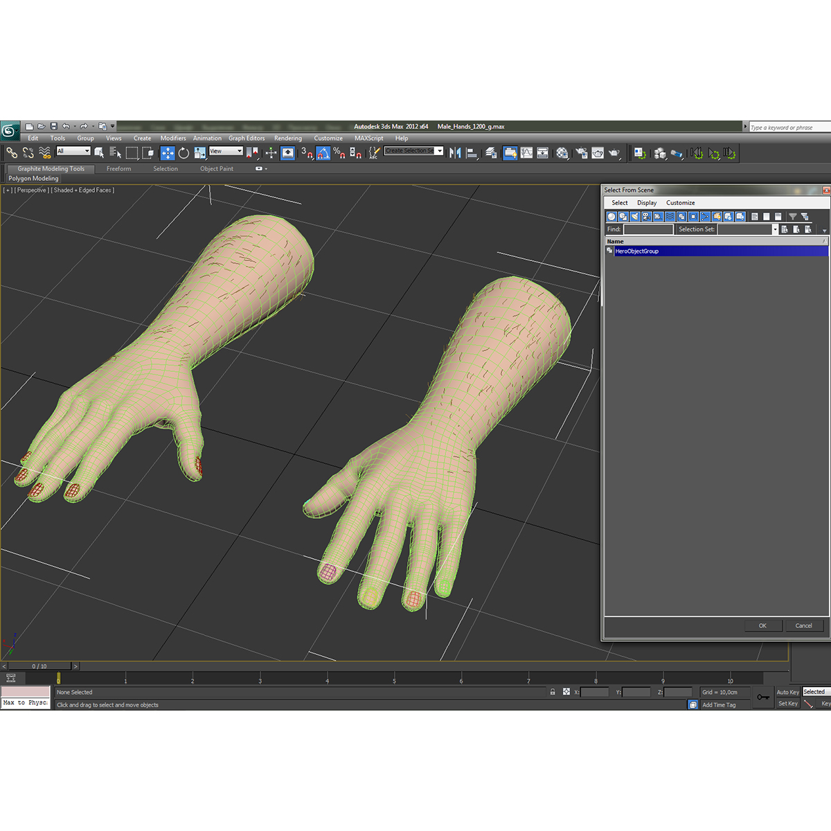 3D Man Hands with Fur model