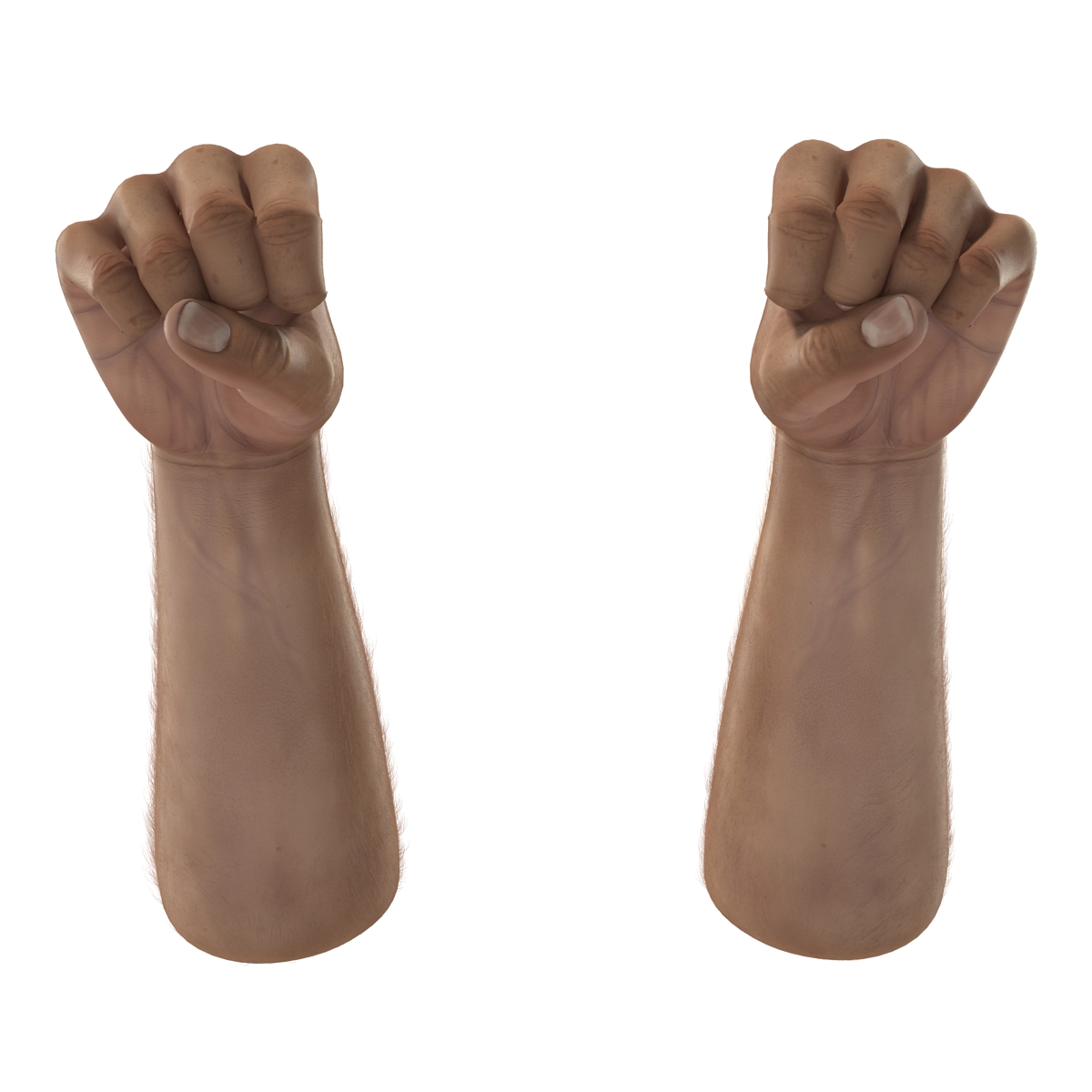 3D model Man Hands with Fur Pose 2