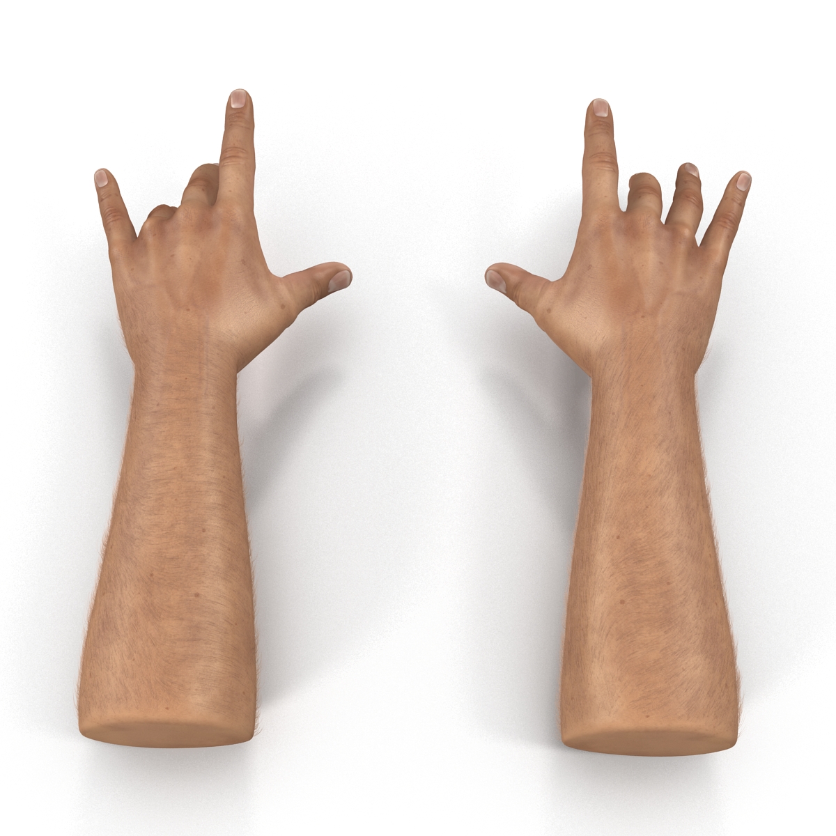 3D model Man Hands with Fur Pose 3