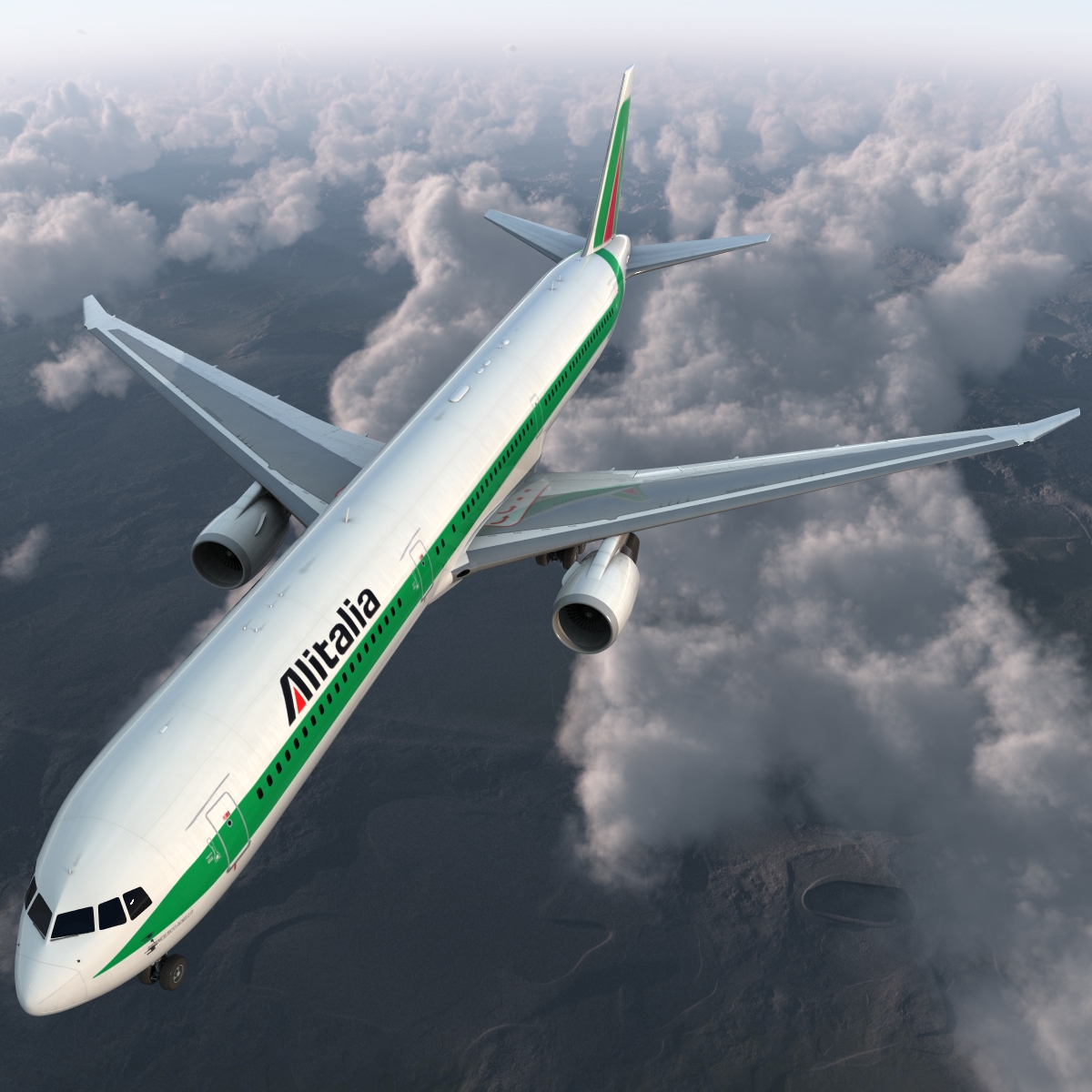 Boeing 767 400ER Alitalia Rigged 3D