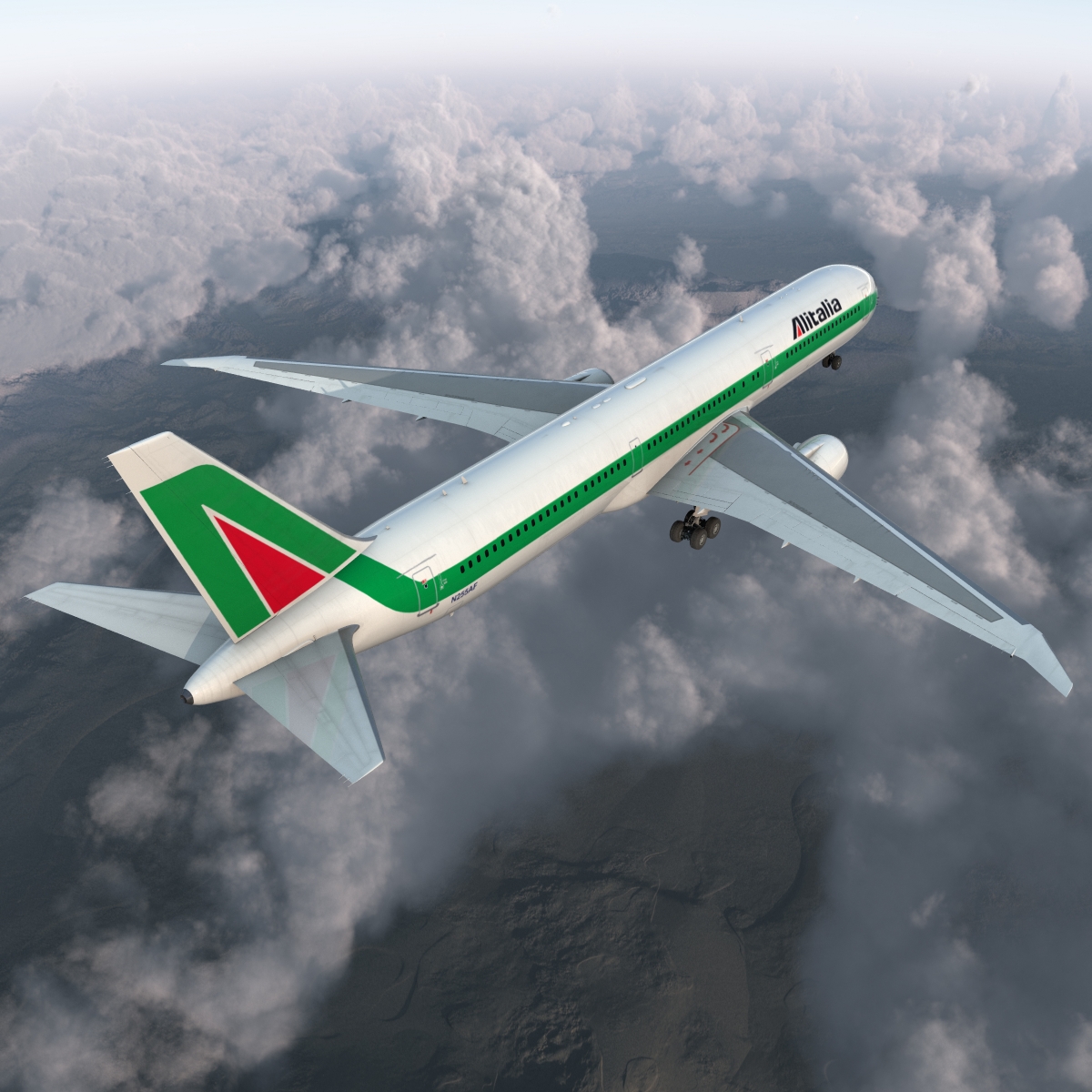 Boeing 767 400ER Alitalia Rigged 3D