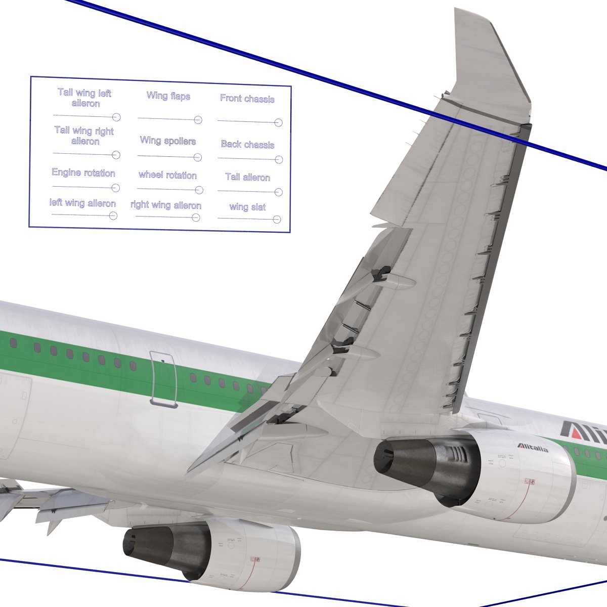 Boeing 767 400ER Alitalia Rigged 3D