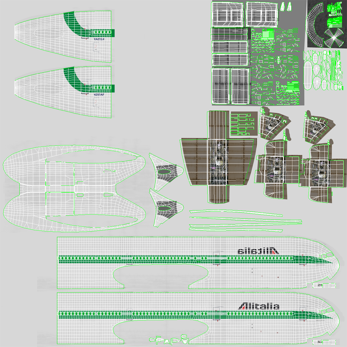 Boeing 767 400ER Alitalia Rigged 3D