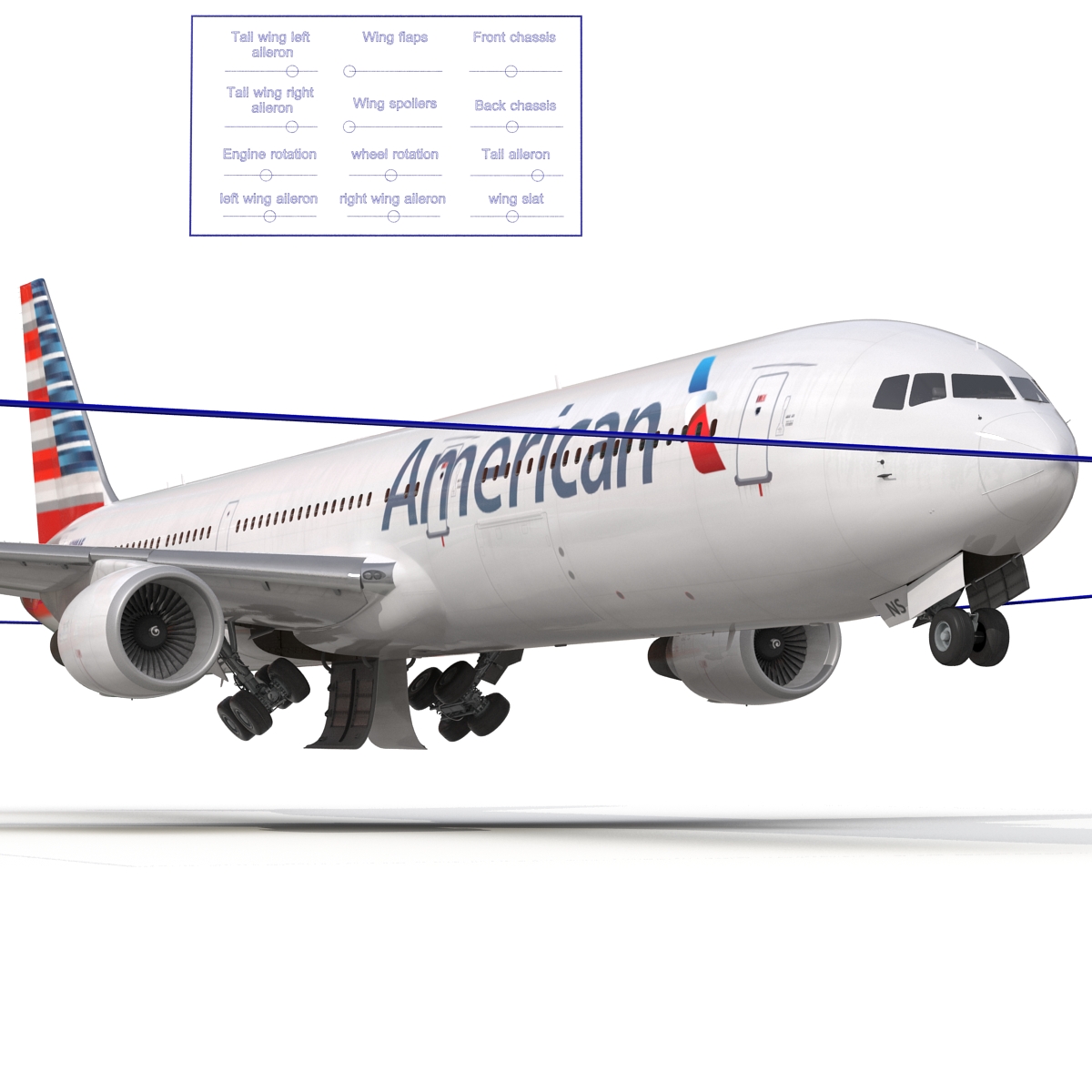 3D Boeing 767 400ER American Airlines Rigged