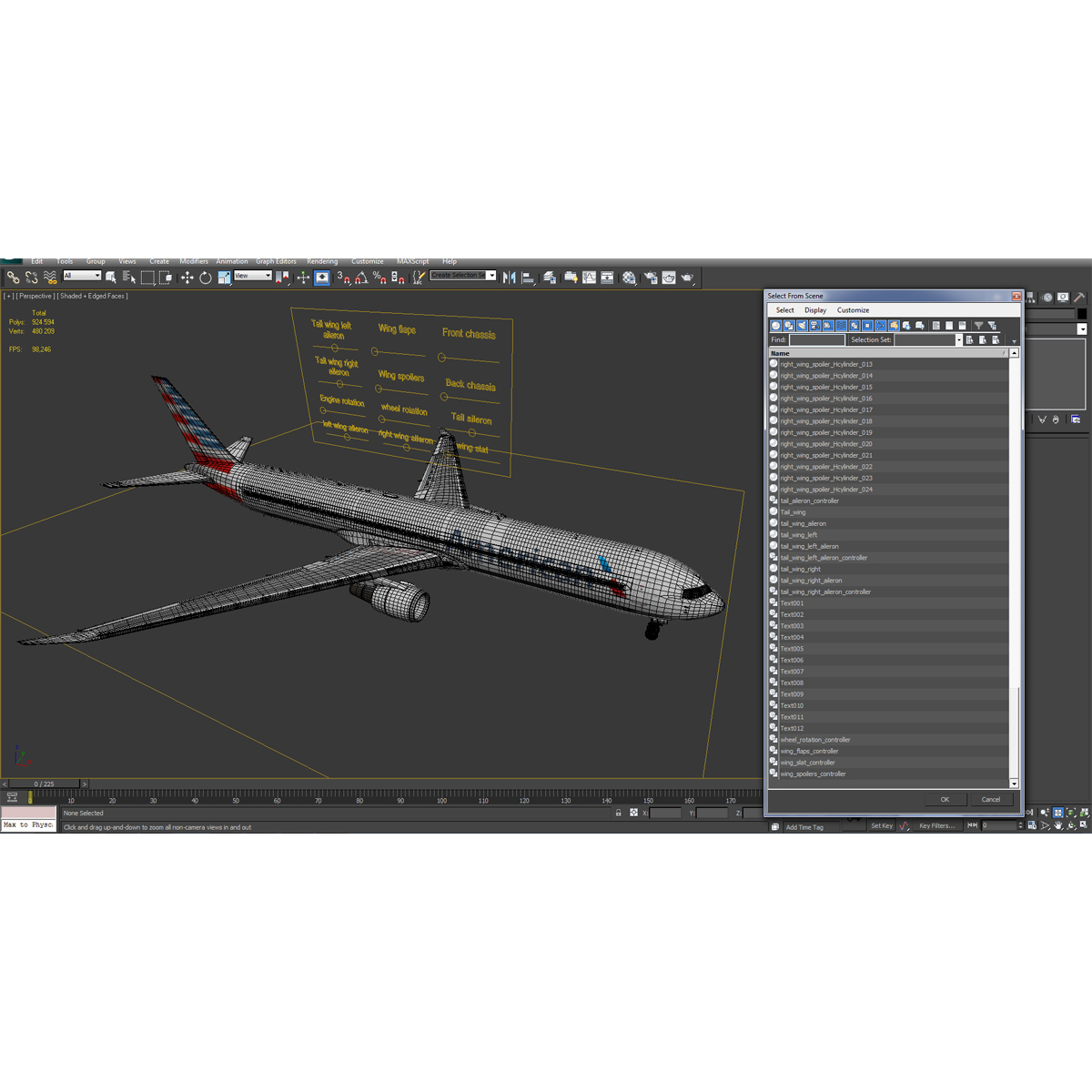 3D Boeing 767 400ER American Airlines Rigged