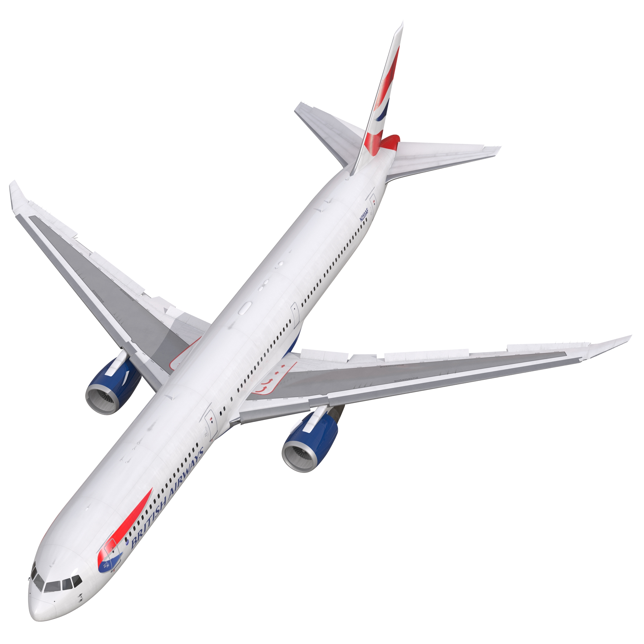 Boeing 767 400ER British Airways Rigged 3D model