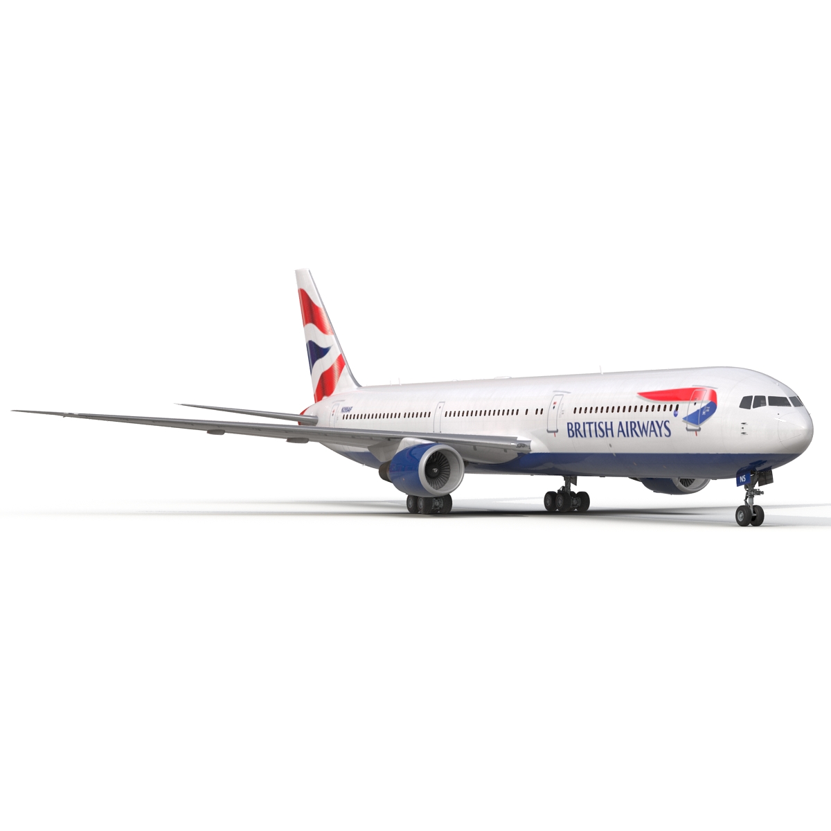 Boeing 767 400ER British Airways Rigged 3D model