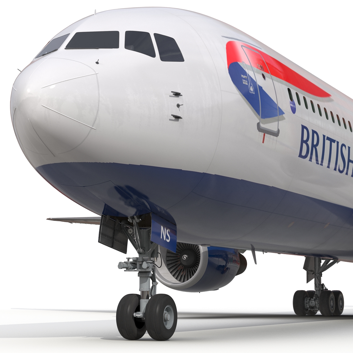 Boeing 767 400ER British Airways Rigged 3D model