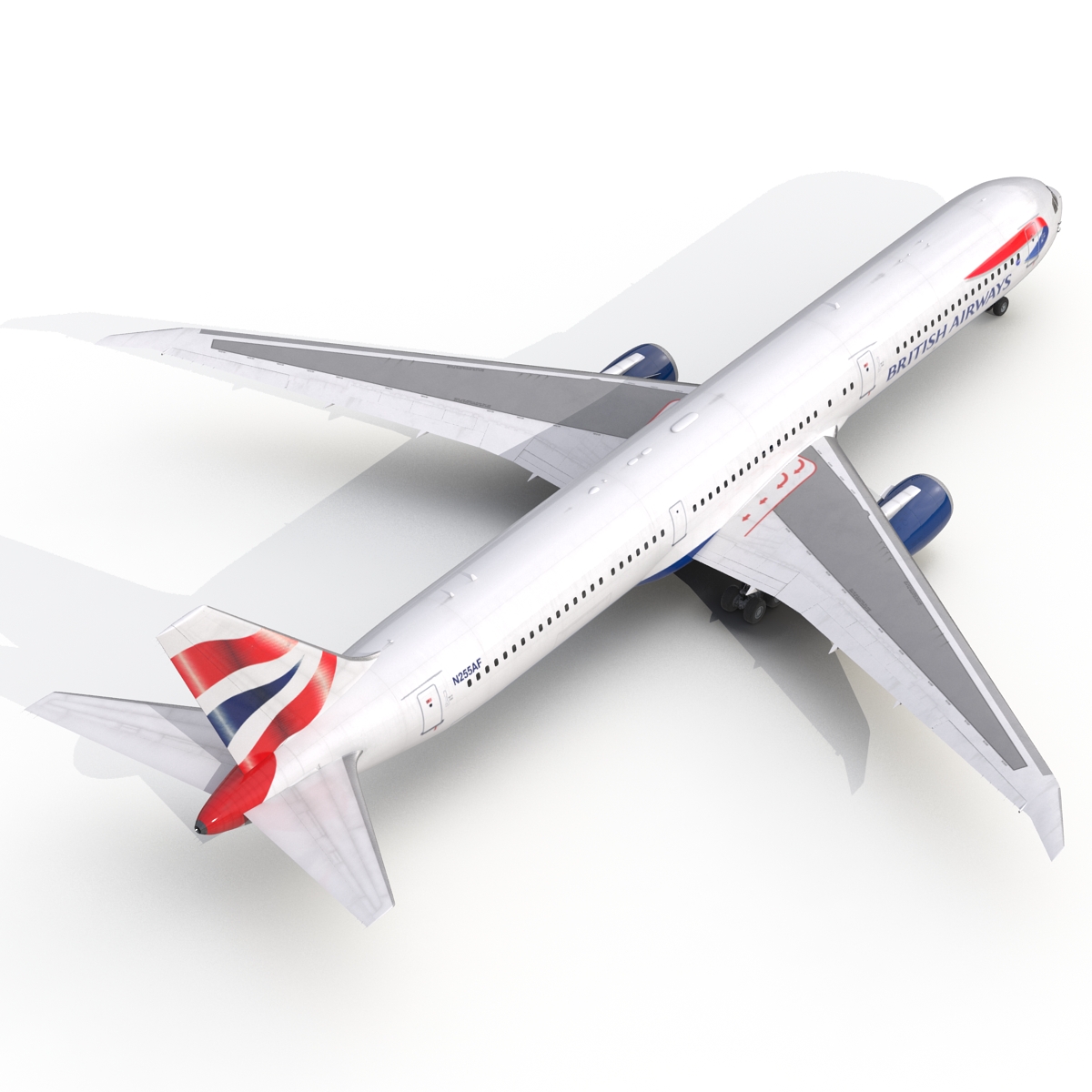 Boeing 767 400ER British Airways Rigged 3D model