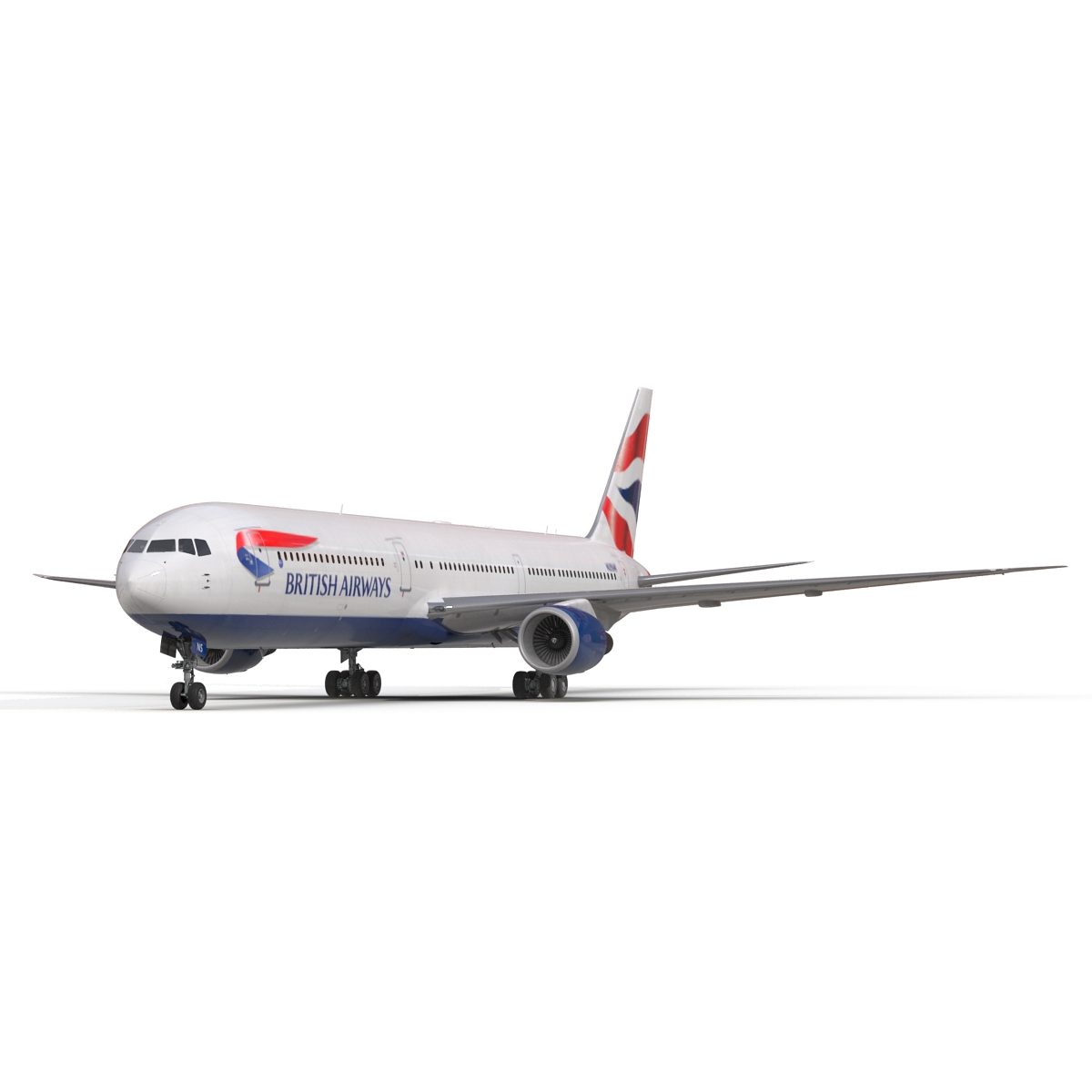 Boeing 767 400ER British Airways Rigged 3D model