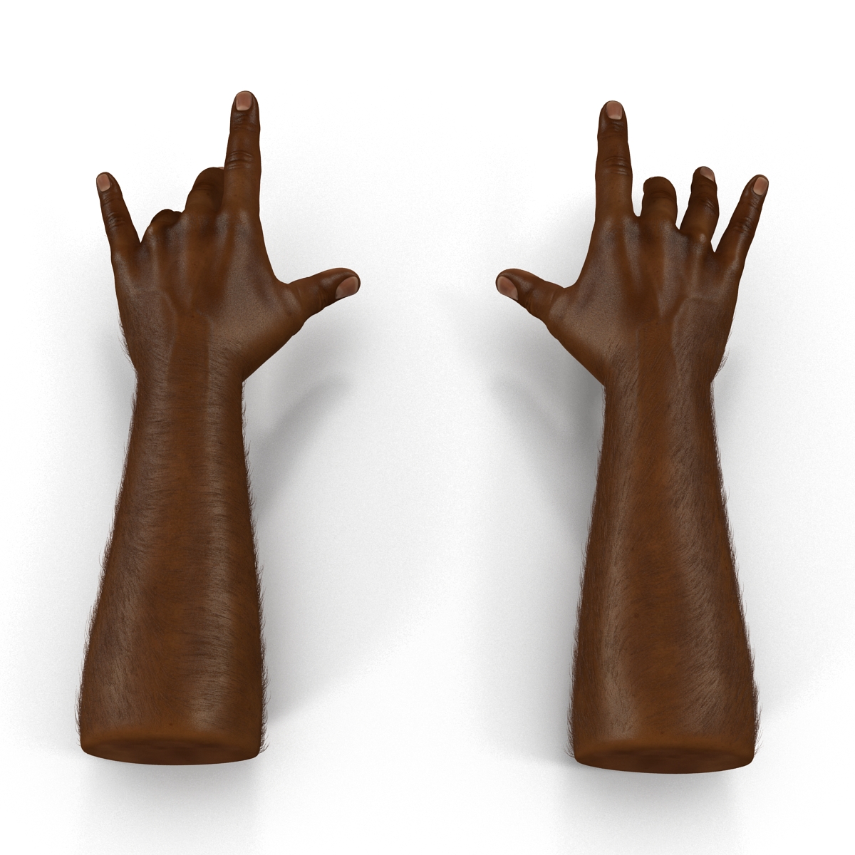 3D African Man Hands with Fur Pose 3 model