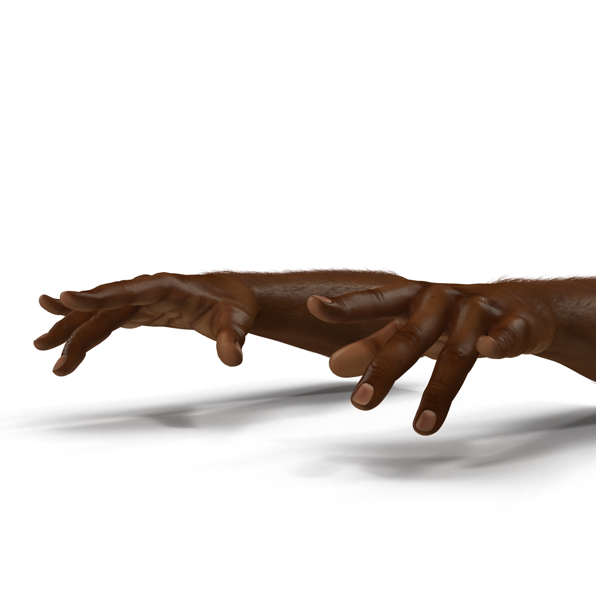 3D African Man Hands with Fur Pose 3 model