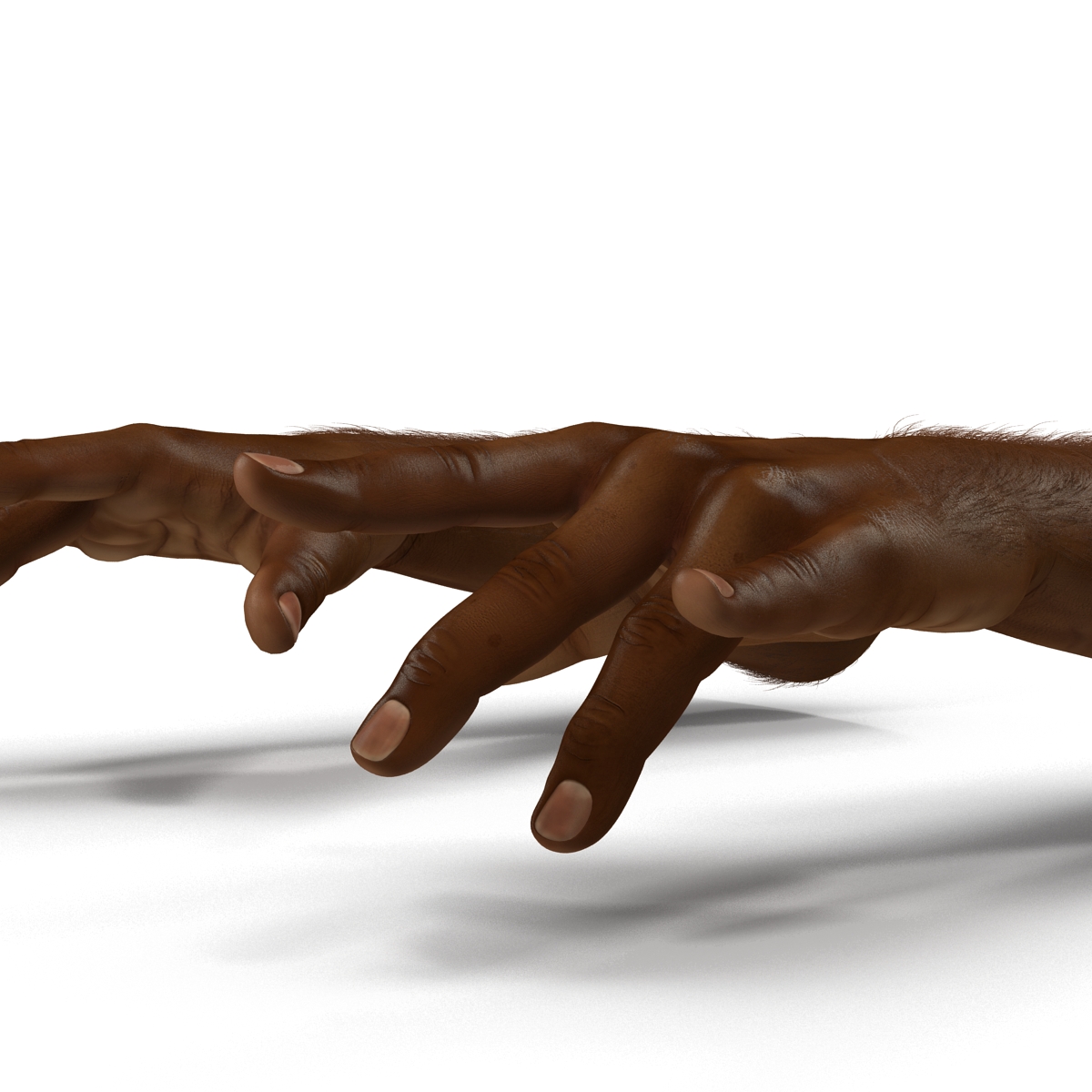 3D African Man Hands with Fur Pose 3 model