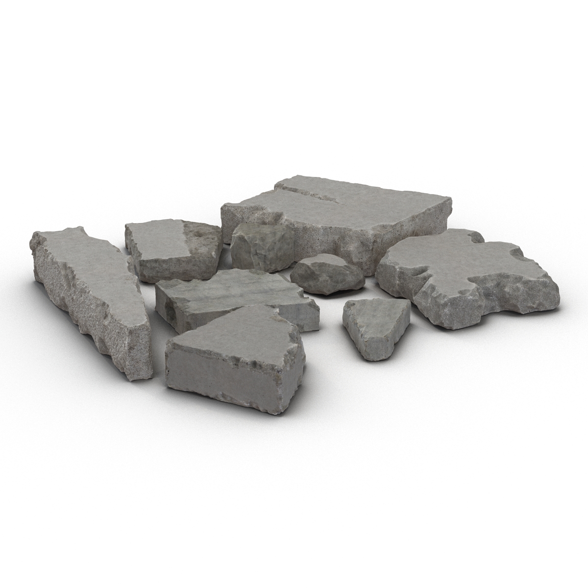 Concrete Chunks Set 3D model