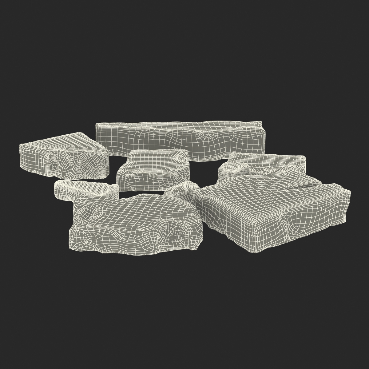 Concrete Chunks Set 3D model