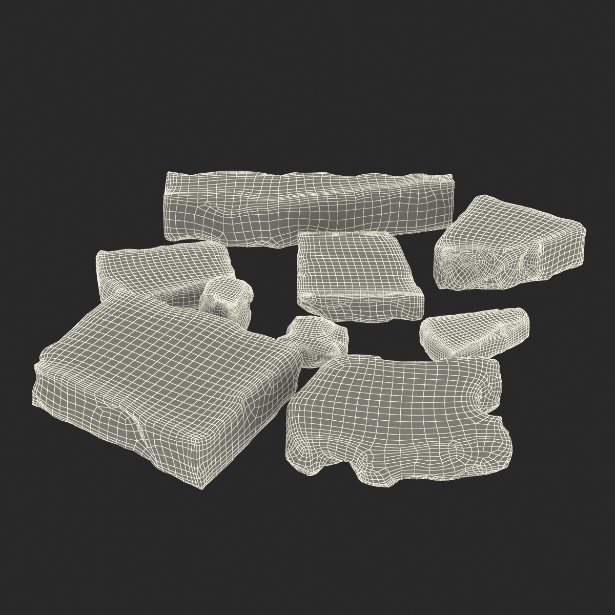 Concrete Chunks Set 3D model