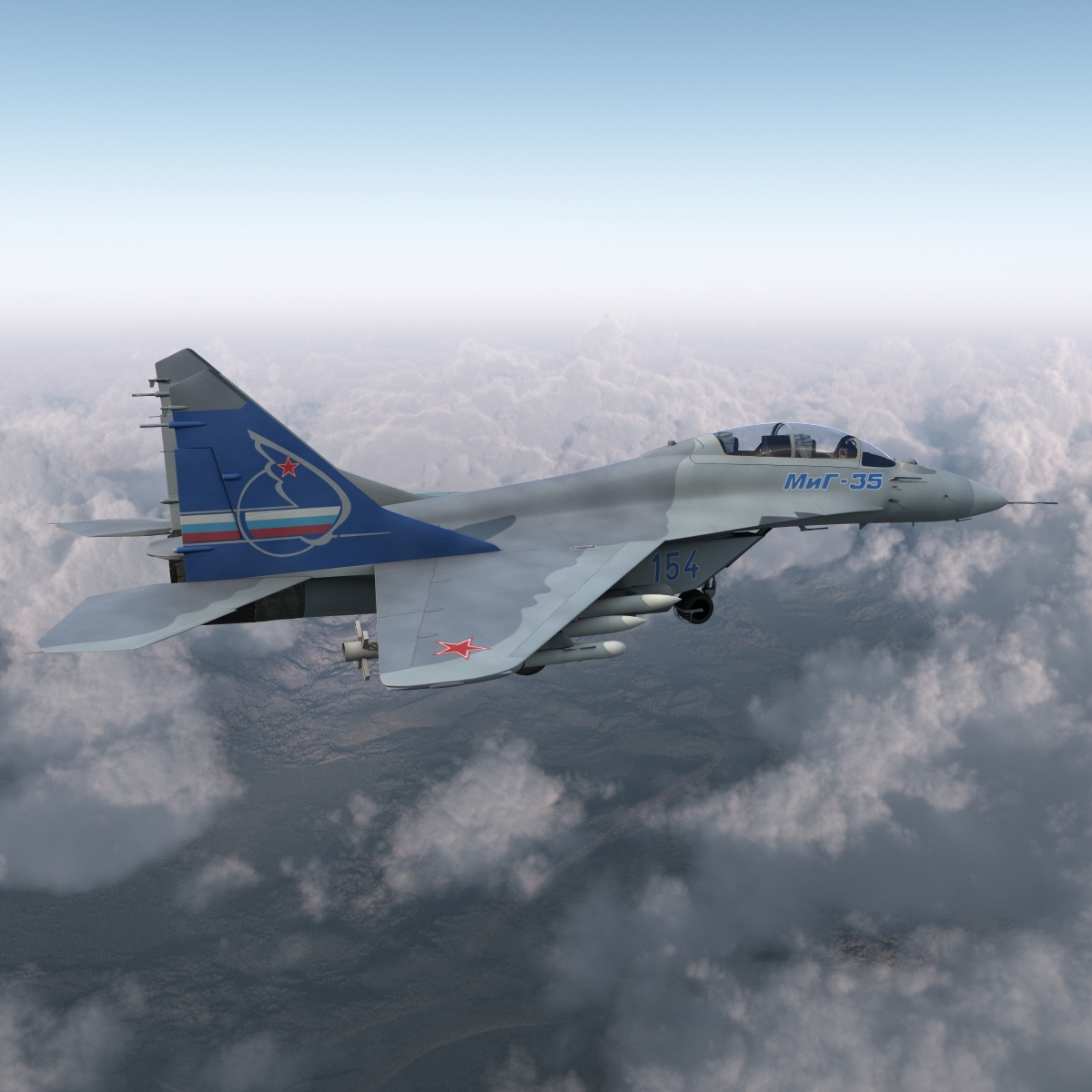 3D Russian Jet Fighter Mikoyan MiG 35 Rigged