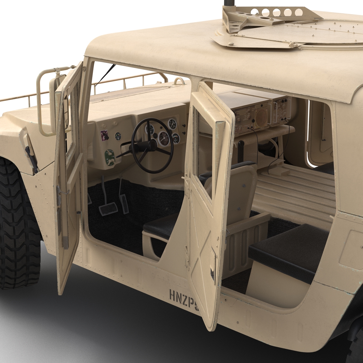 3D High Mobility Multipurpose Wheeled Vehicle Humvee Desert Rigged model