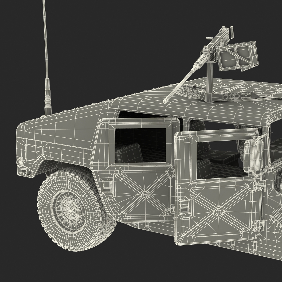 3D High Mobility Multipurpose Wheeled Vehicle Humvee Desert Rigged model