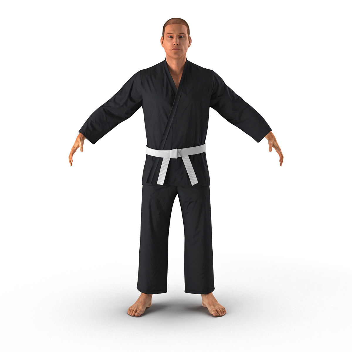 Karate Fighter Black Suit with Fur 3D model