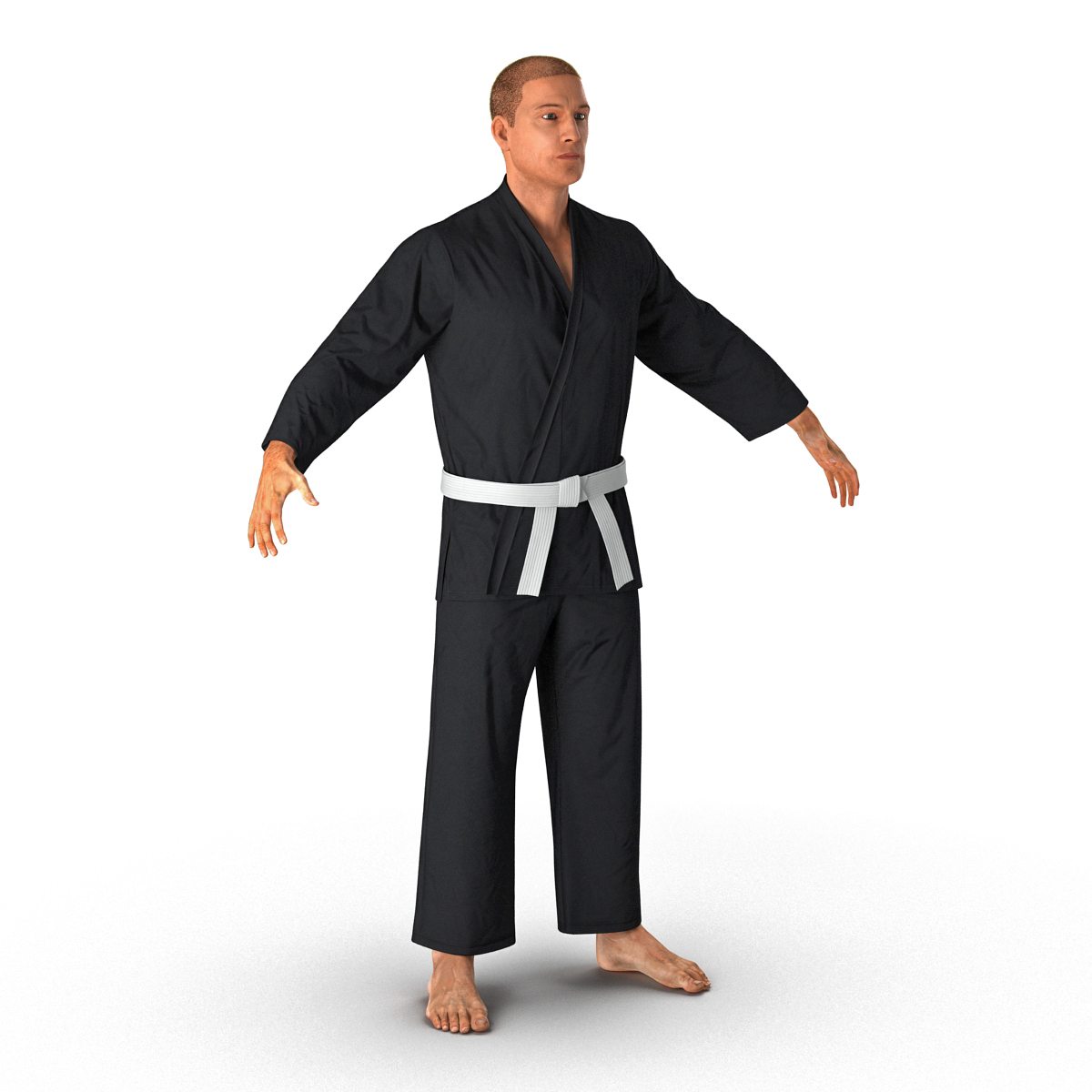 Karate Fighter Black Suit with Fur 3D model