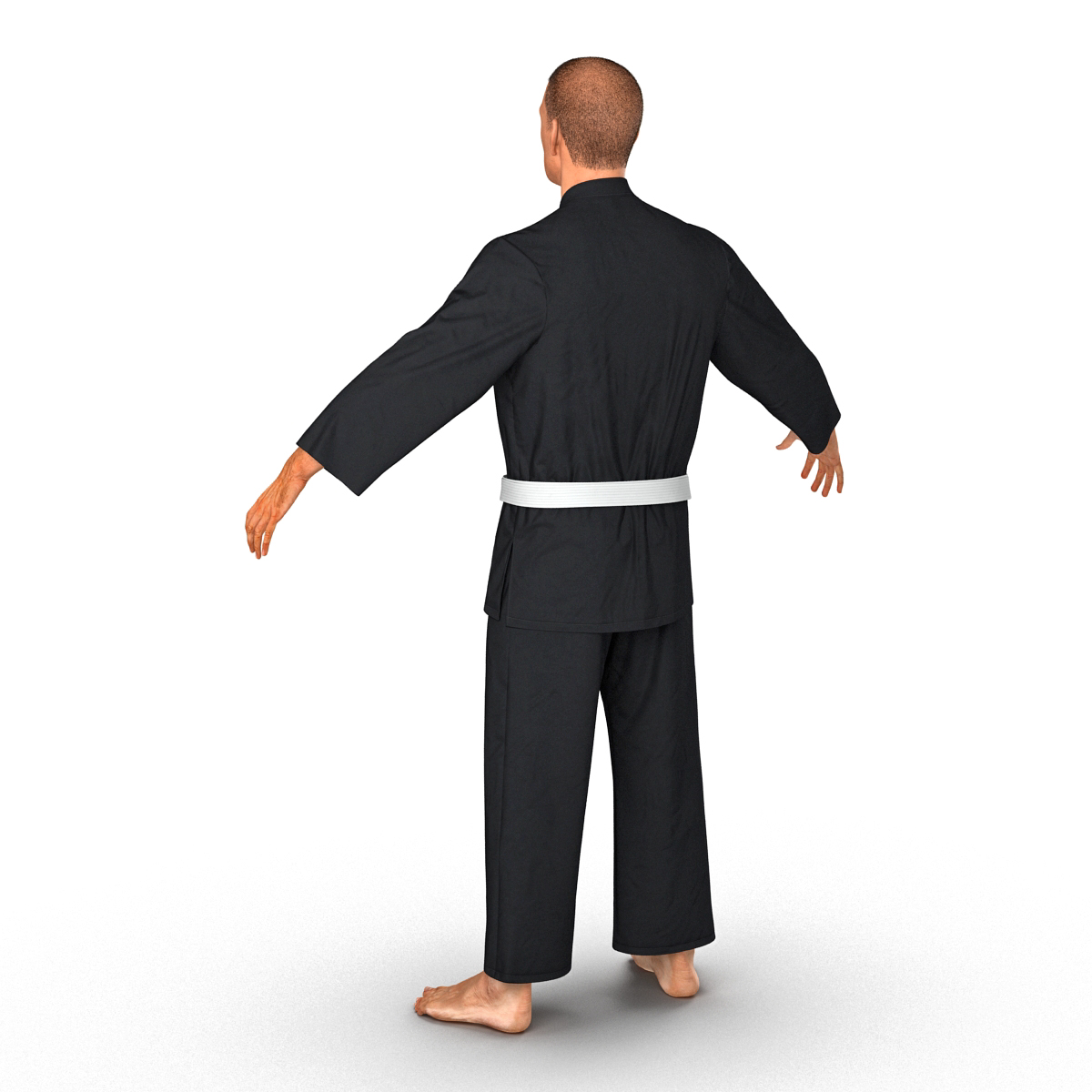 Karate Fighter Black Suit with Fur 3D model