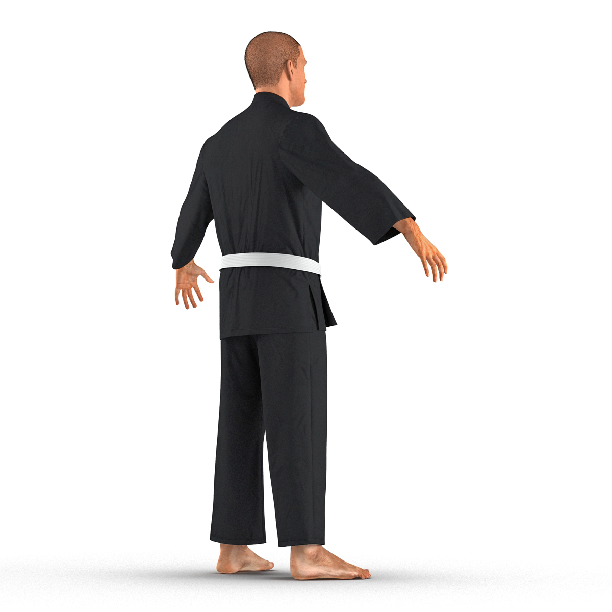 Karate Fighter Black Suit with Fur 3D model