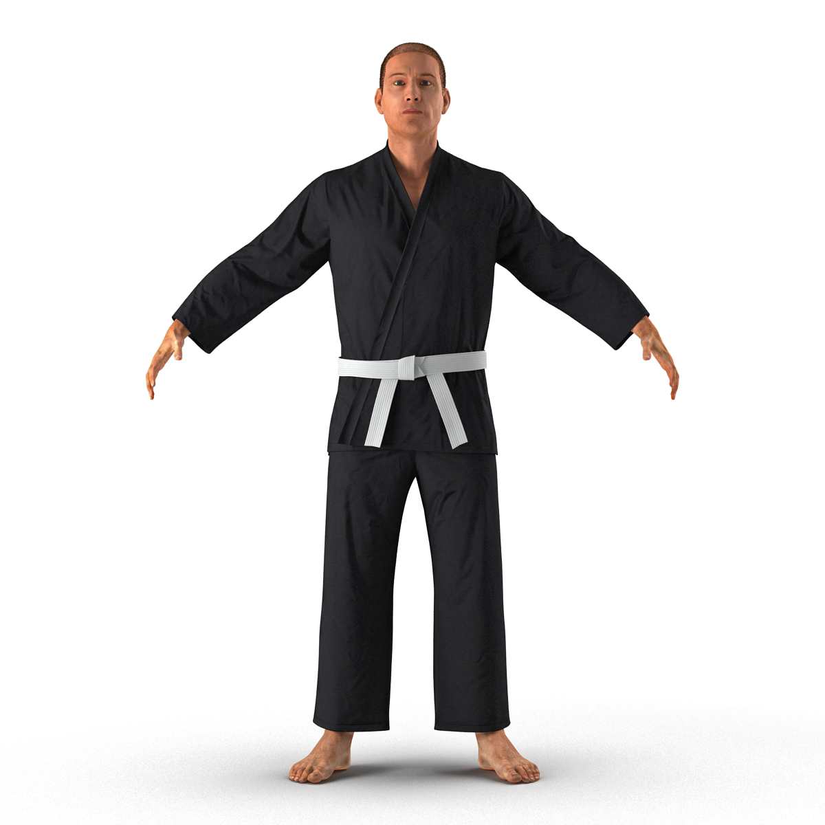 Karate Fighter Black Suit with Fur 3D model