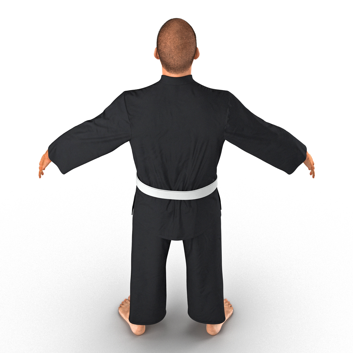 Karate Fighter Black Suit with Fur 3D model