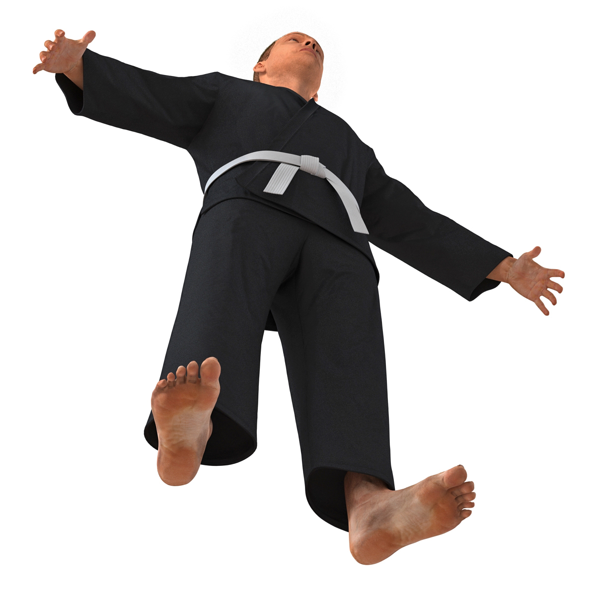 Karate Fighter Black Suit with Fur 3D model