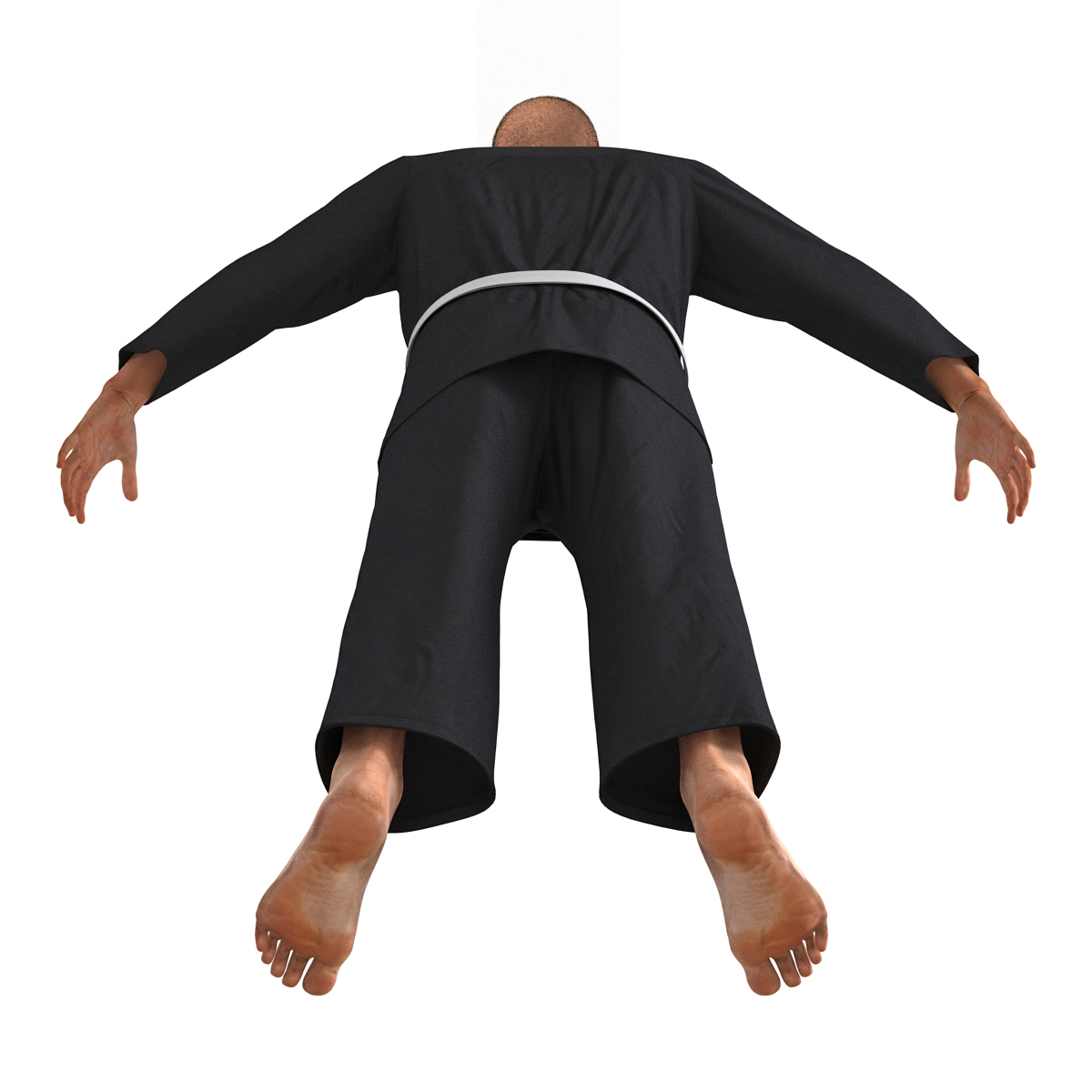 Karate Fighter Black Suit with Fur 3D model