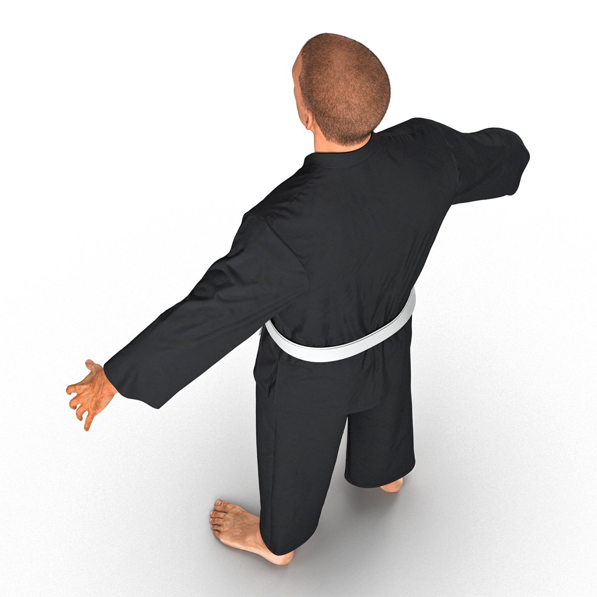 Karate Fighter Black Suit with Fur 3D model