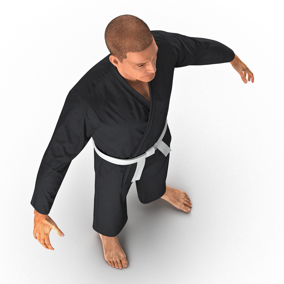 Karate Fighter Black Suit with Fur 3D model