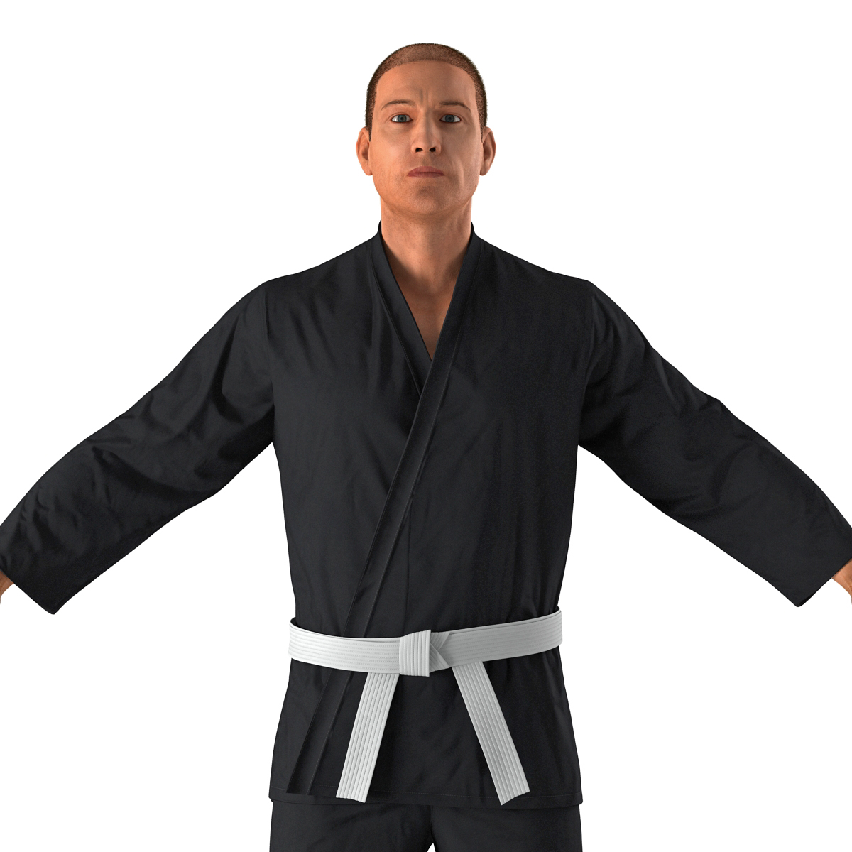 Karate Fighter Black Suit with Fur 3D model