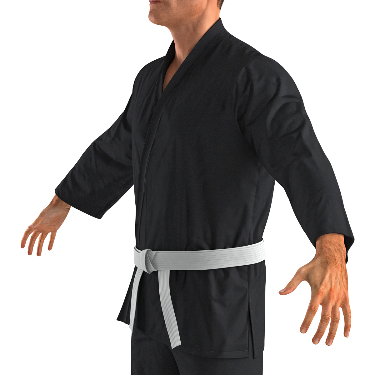 Karate Fighter Black Suit with Fur 3D model