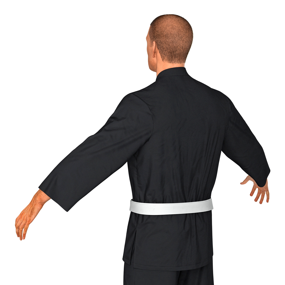 Karate Fighter Black Suit with Fur 3D model