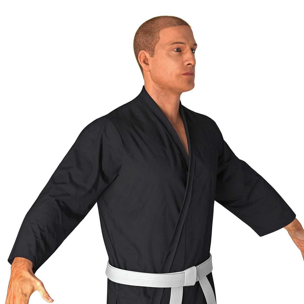 Karate Fighter Black Suit with Fur 3D model