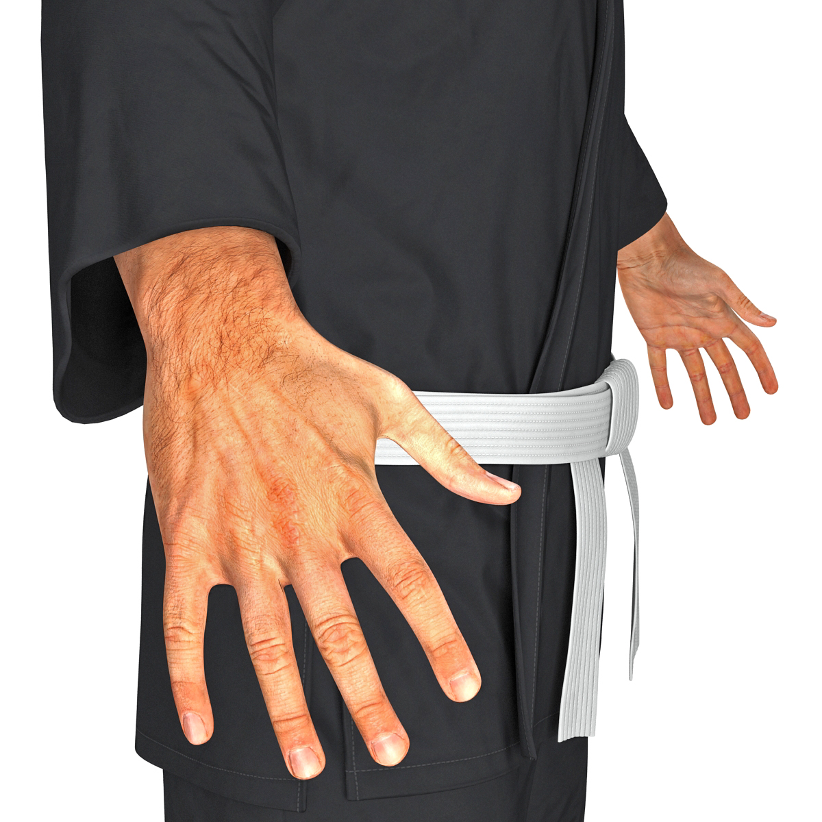 Karate Fighter Black Suit with Fur 3D model