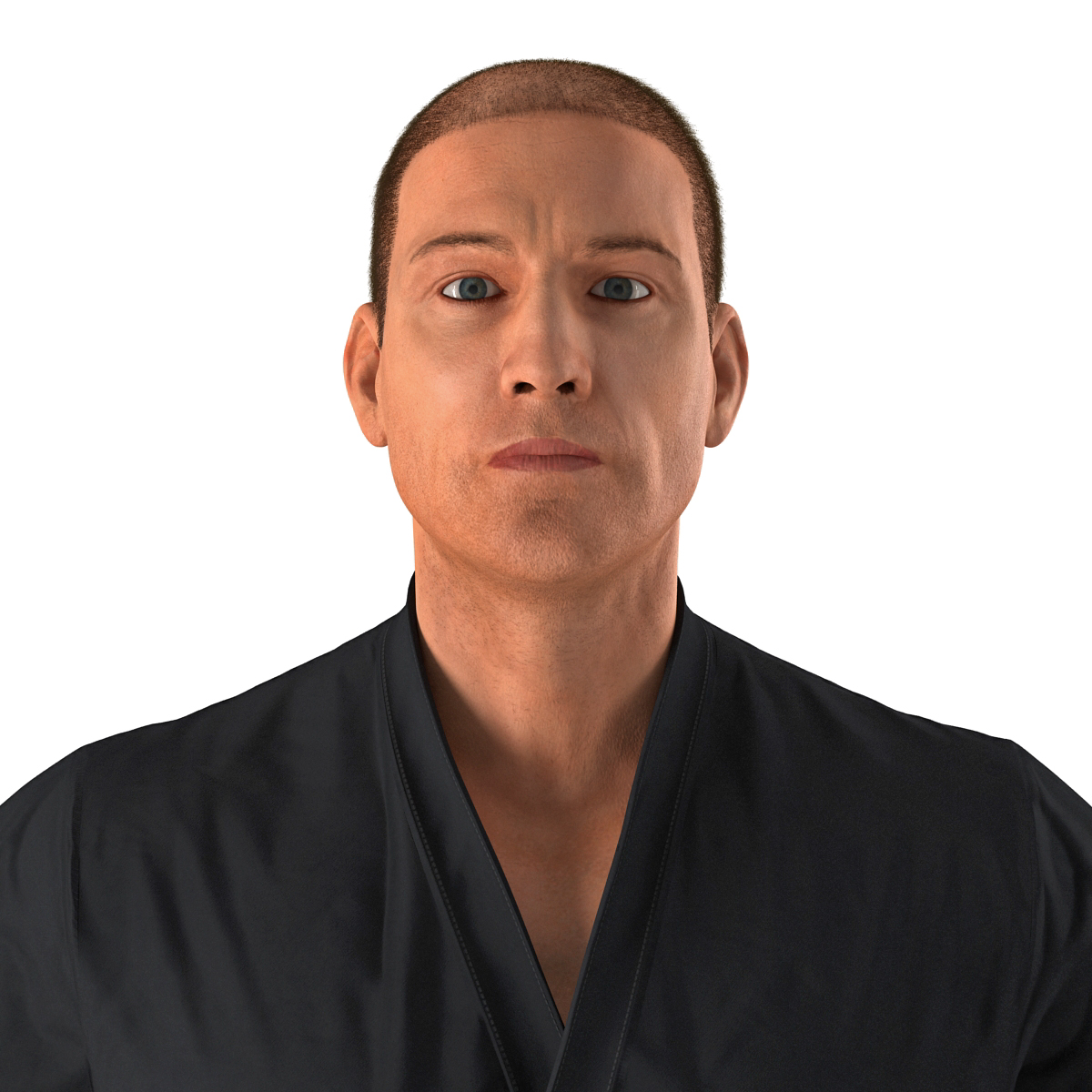 Karate Fighter Black Suit with Fur 3D model