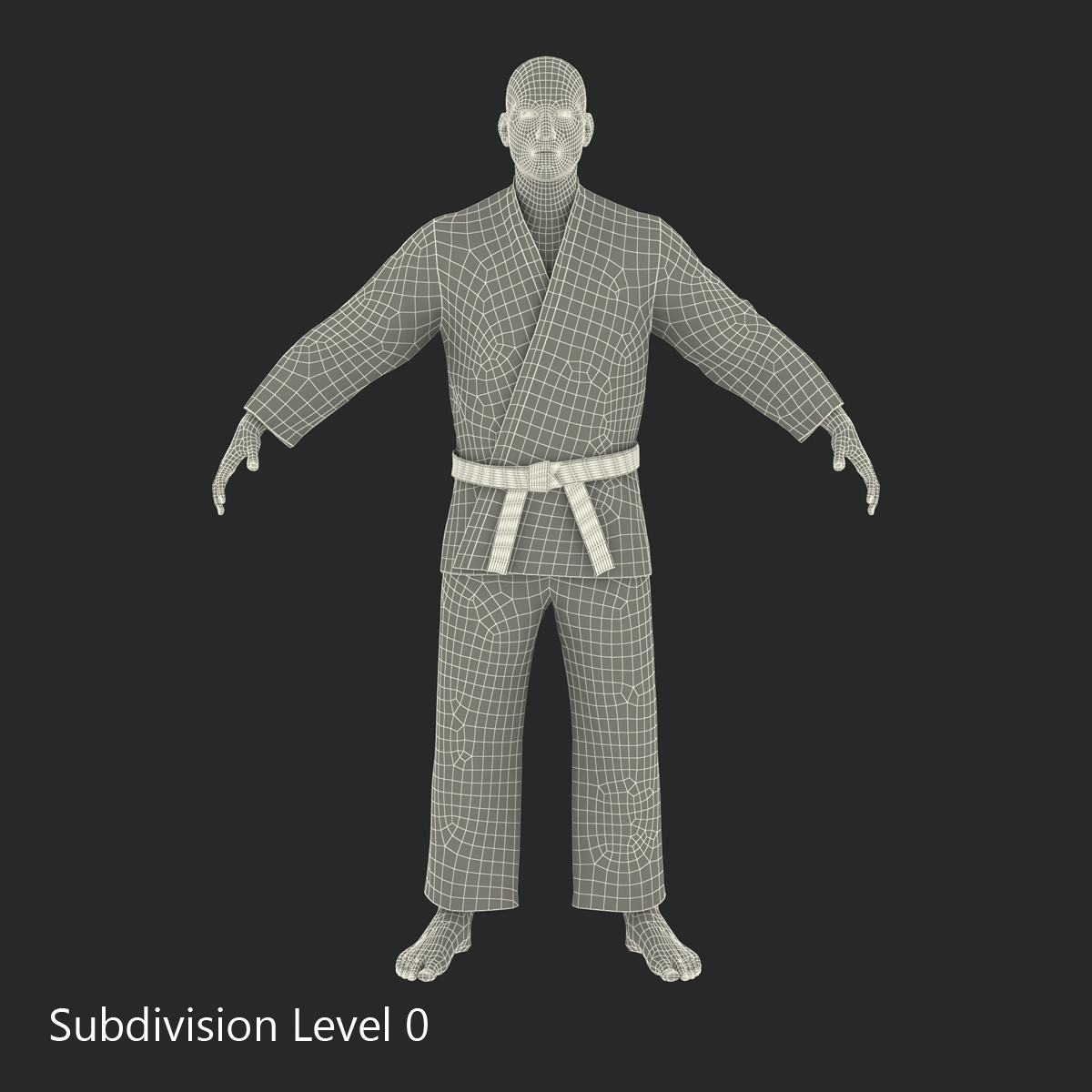 Karate Fighter Black Suit with Fur 3D model