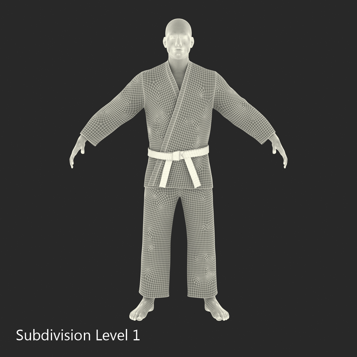 Karate Fighter Black Suit with Fur 3D model