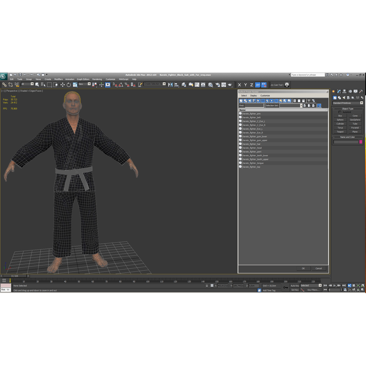 Karate Fighter Black Suit with Fur 3D model