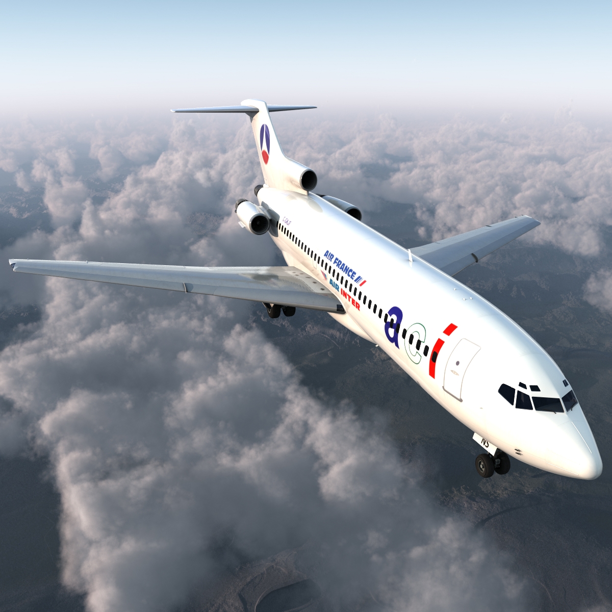 3D model Boeing 727 100 Air France