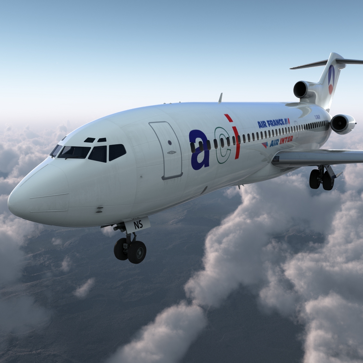 3D model Boeing 727 100 Air France