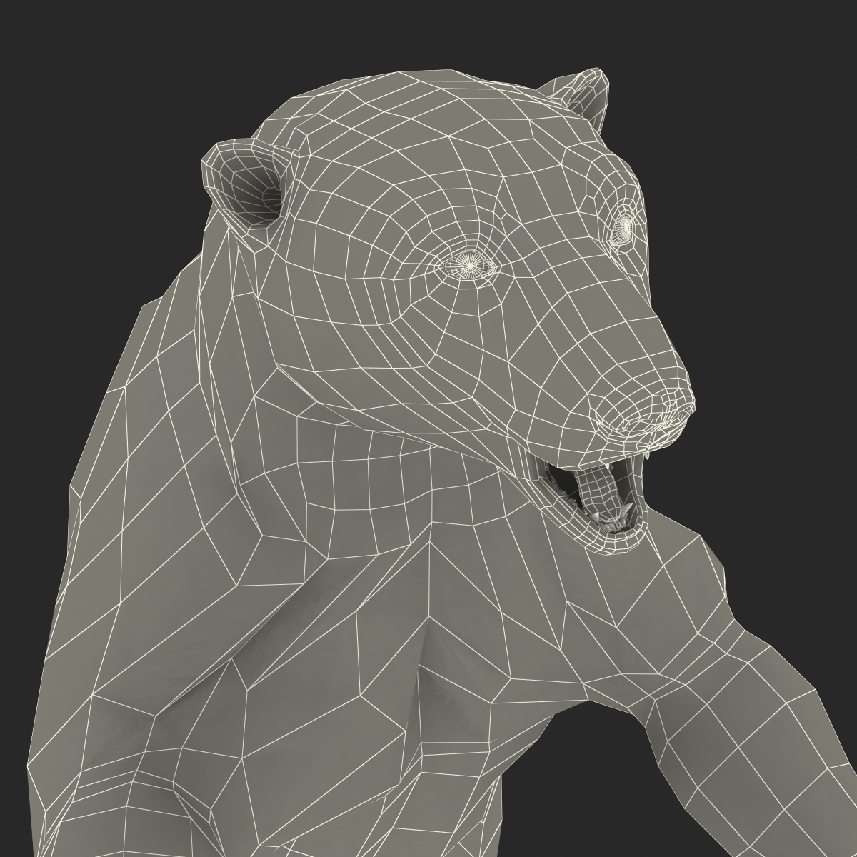 3D Polar Bear with Fur Pose 3